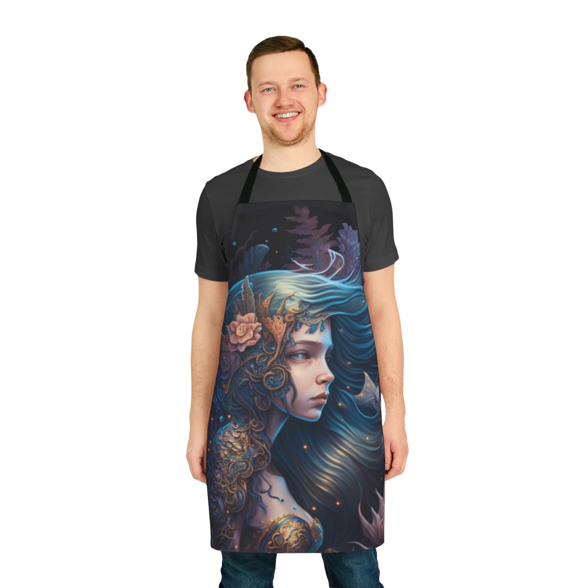 Apron featuring magical sea creatures and mythical ocean beasts