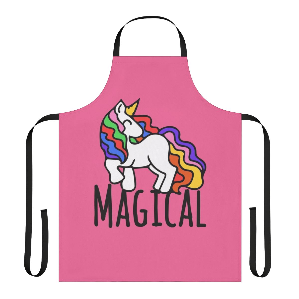 Whimsical apron featuring a magical unicorn design, perfect for cooking and baking with a touch of fantasy.