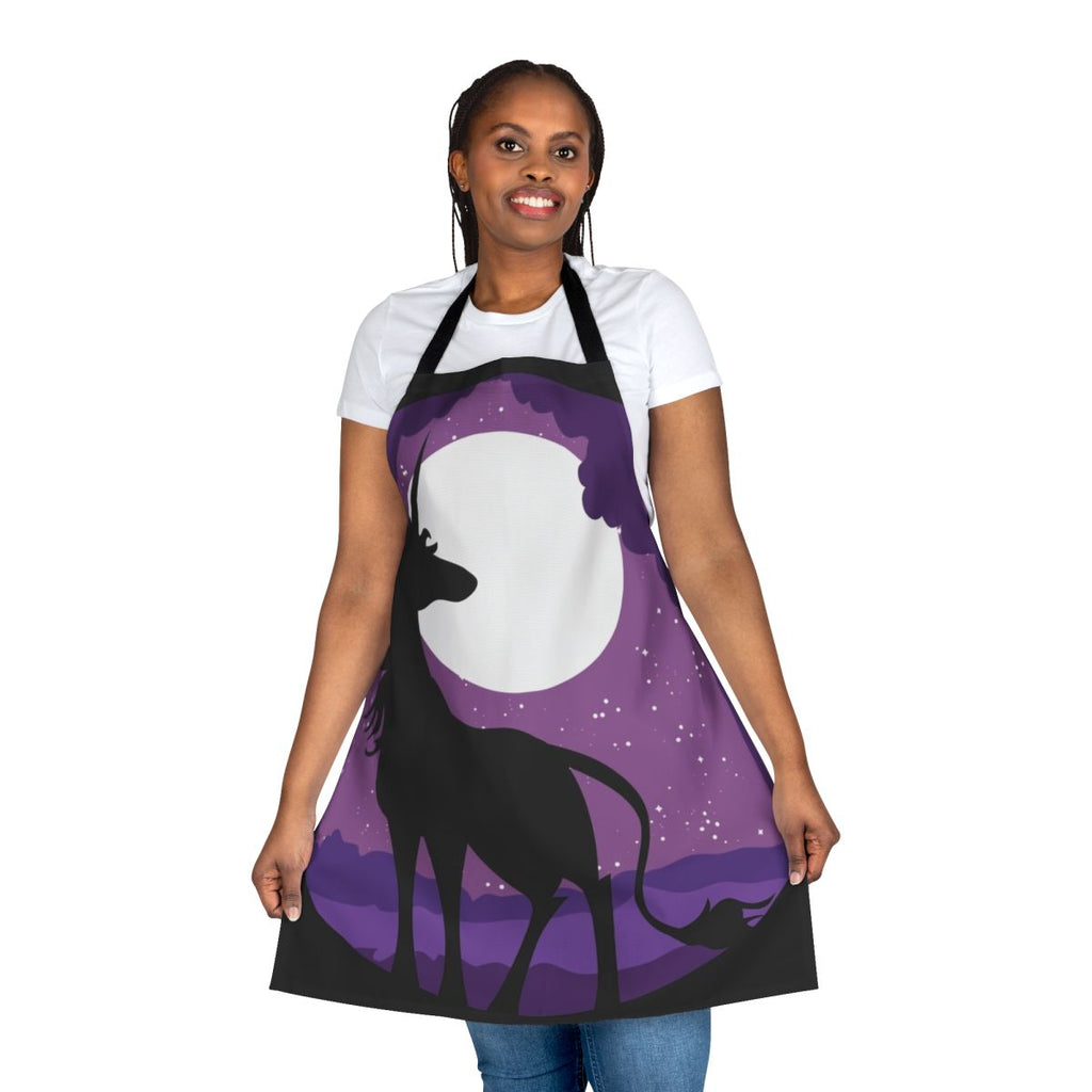 Enchanted unicorn apron with a full moon in the woods