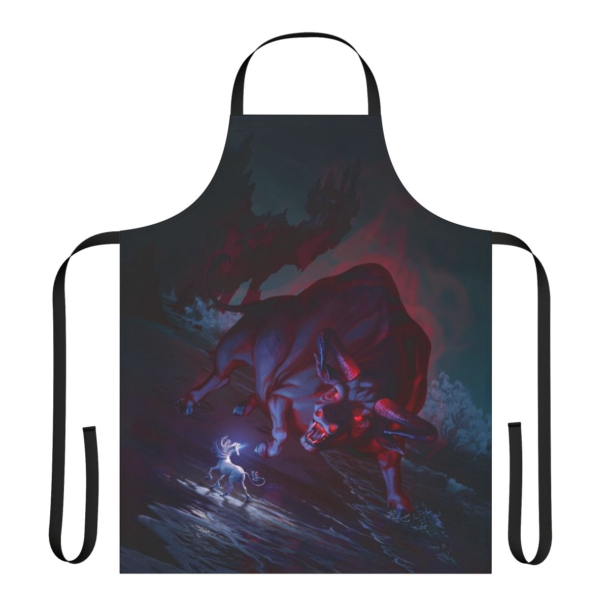 A colorful apron featuring the mystical and enchanting unicorn from the fantasy film 'The Last Unicorn'