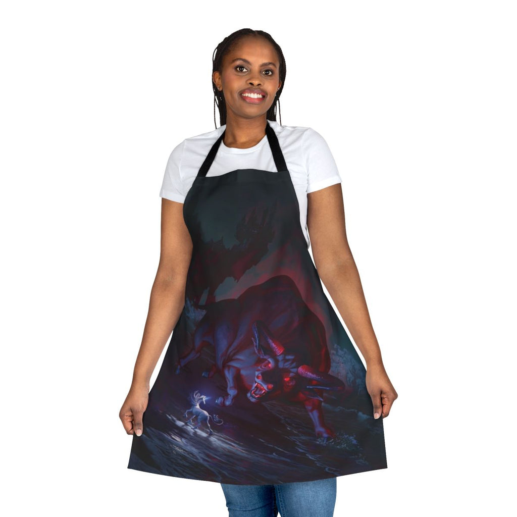 A colorful apron featuring the mystical and enchanting unicorn from the fantasy film 'The Last Unicorn'