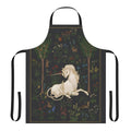 Whimsical apron featuring a magical unicorn in a lush forest setting