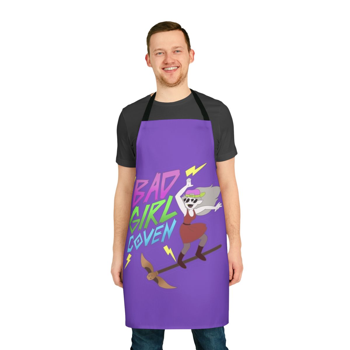Enchanted witch-inspired apron with a purple design and The Owl House-themed elements