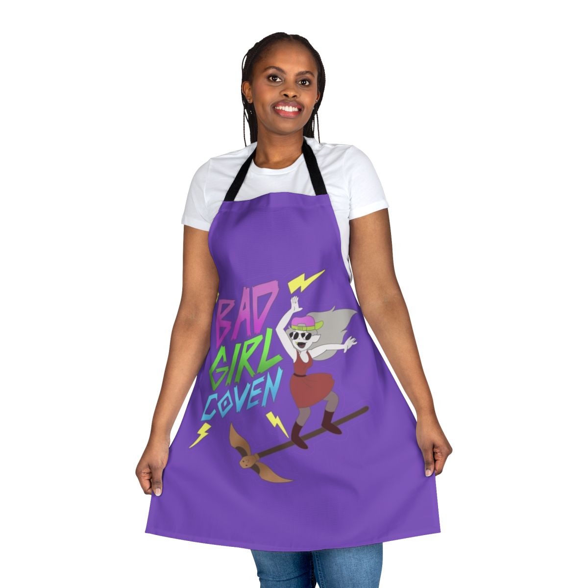 Enchanted witch-inspired apron with a purple design and The Owl House-themed elements