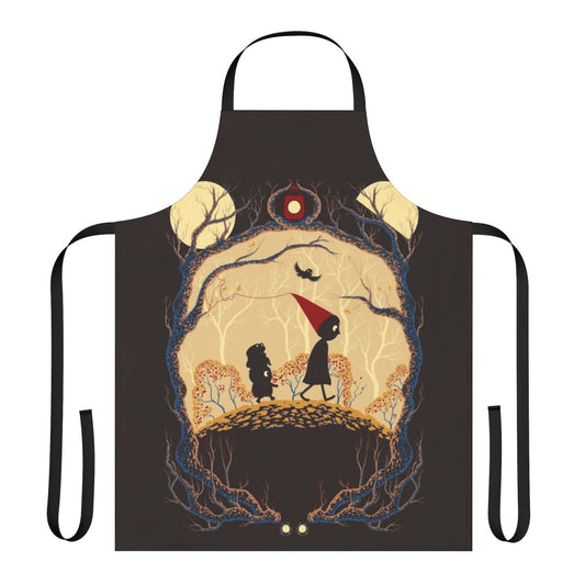 Whimsical apron featuring characters and symbols from the beloved cartoon series 'Over the Garden Wall'