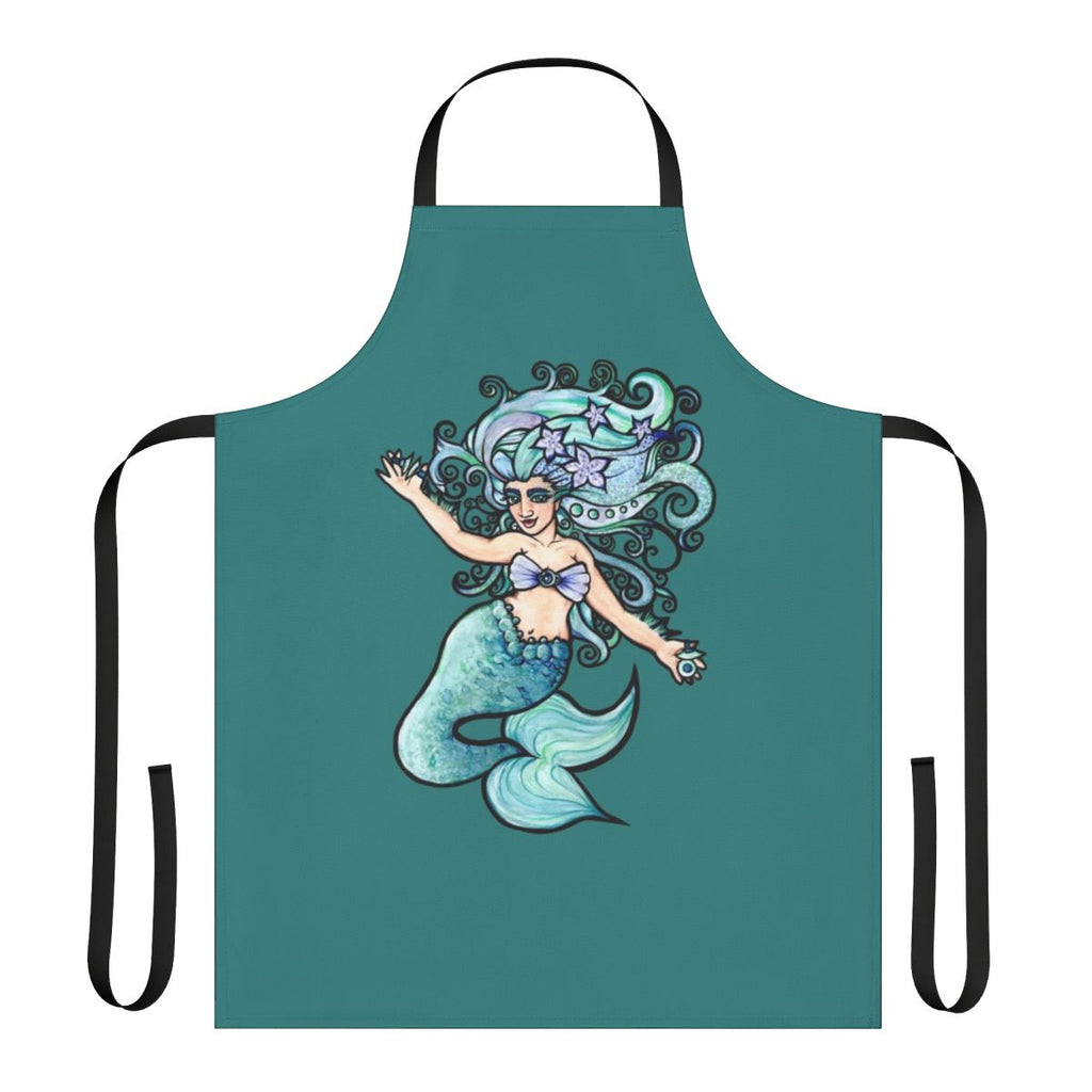 A whimsical mermaid-themed apron with a belly dancer design, perfect for the kitchen