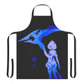 Blue butterfly apron with intricate anime and manga-style design