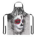 Catrina Boho Queen Apron featuring a beautiful watercolor-style skull design and floral wreath.