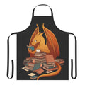 Whimsical dragon-themed book lover's apron featuring fantasy literature elements