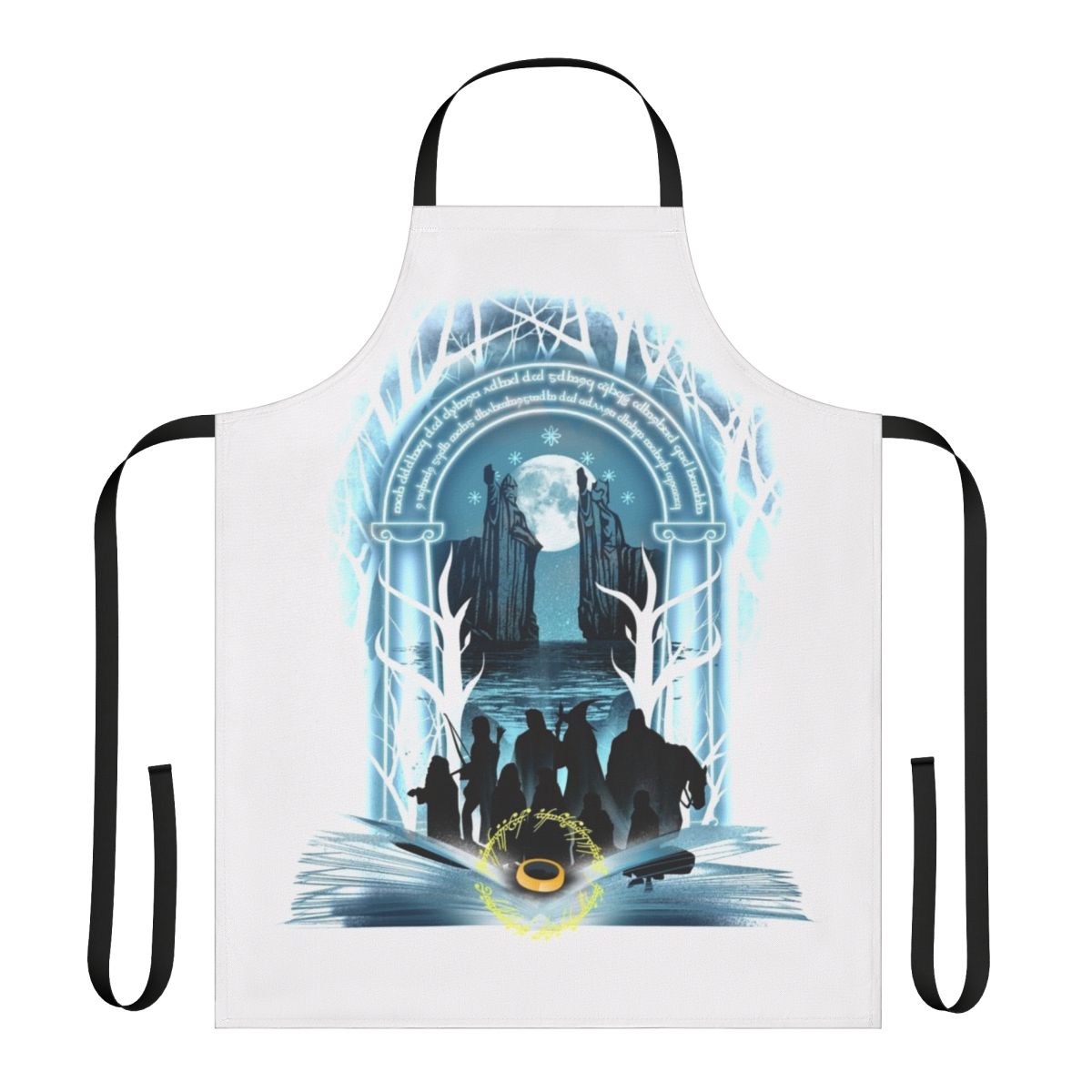 Apron with a magical book of fellowship design for book enthusiasts