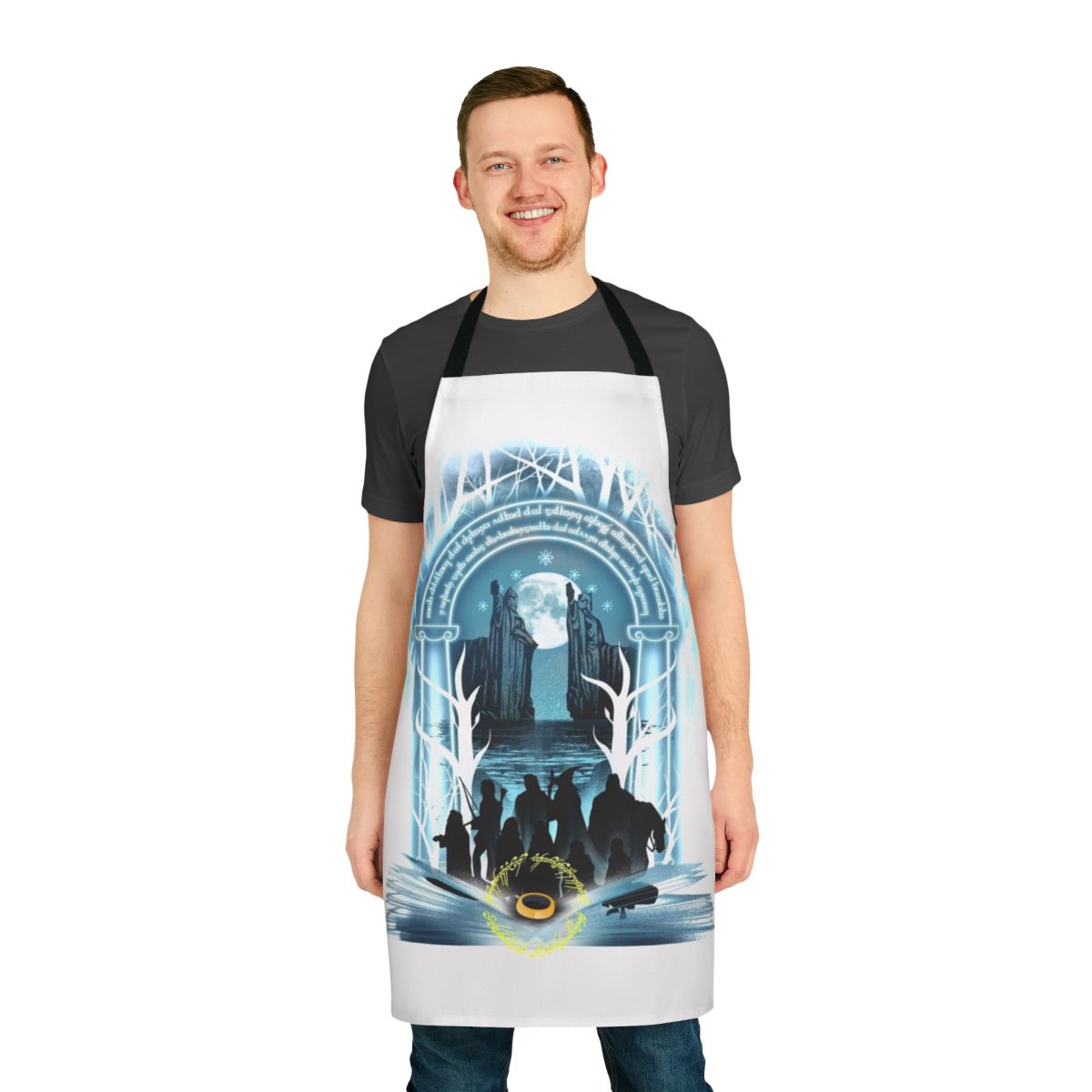 Apron with a magical book of fellowship design for book enthusiasts