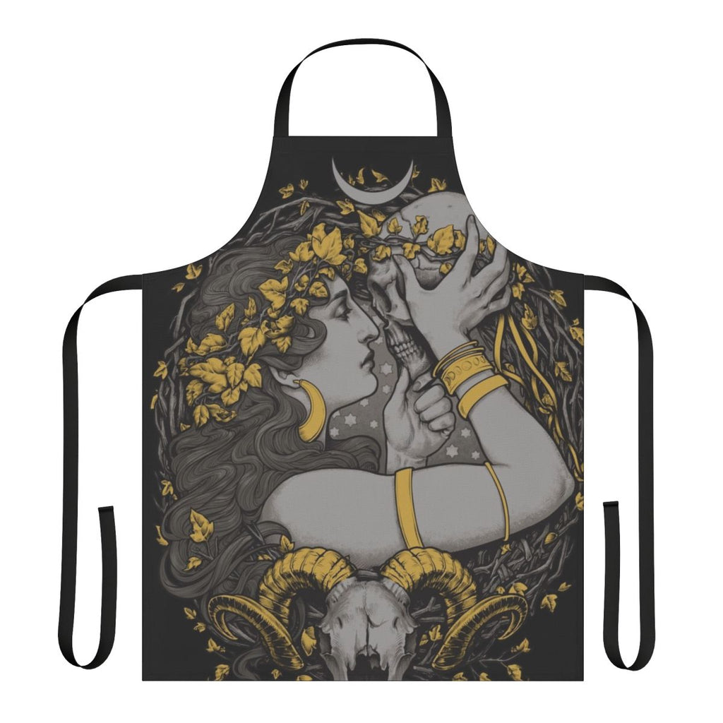 Enchanting botanical witch apron with gothic, pagan, and wiccan elements