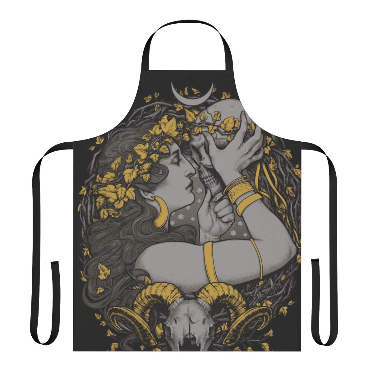 Enchanting botanical witch apron with gothic, pagan, and wiccan elements