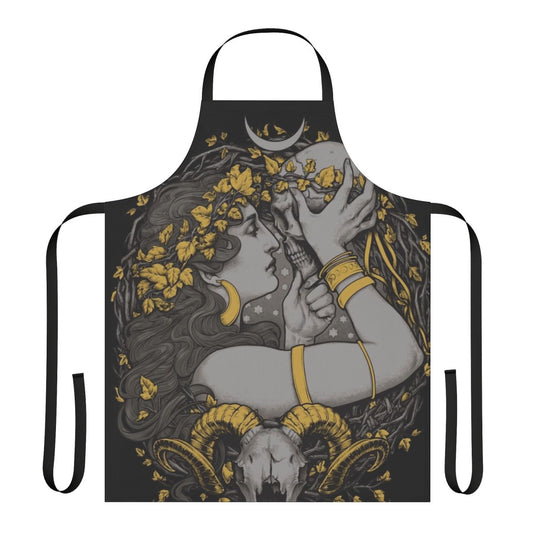 Enchanting botanical witch apron with gothic, pagan, and wiccan elements