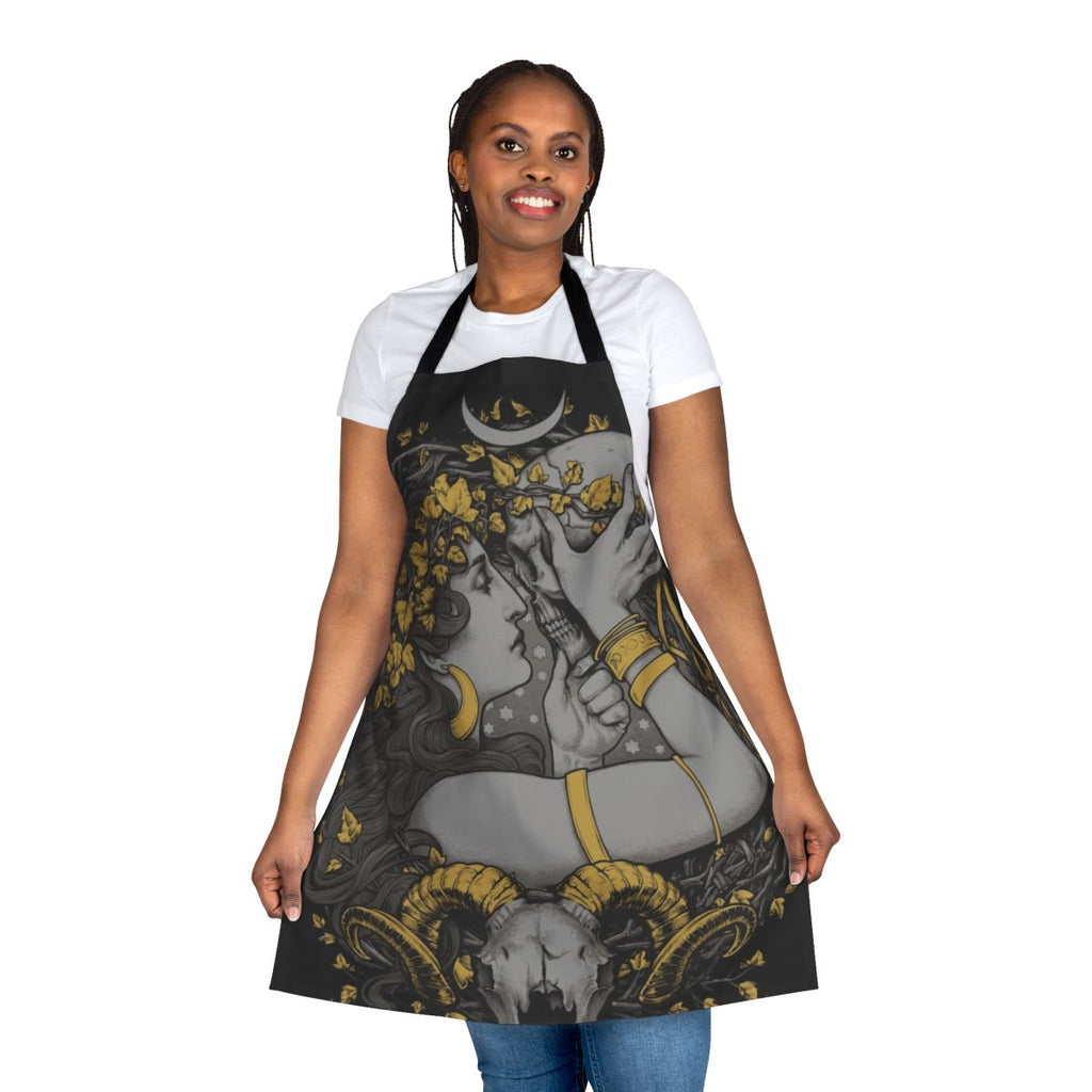 Enchanting botanical witch apron with gothic, pagan, and wiccan elements