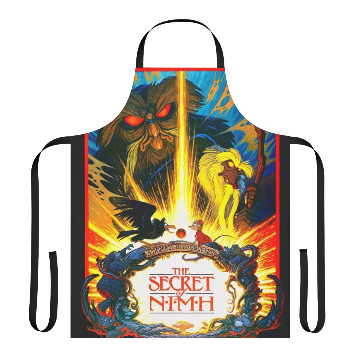 Apron featuring characters and imagery from the classic 1980s animated film The Secret of NIMH