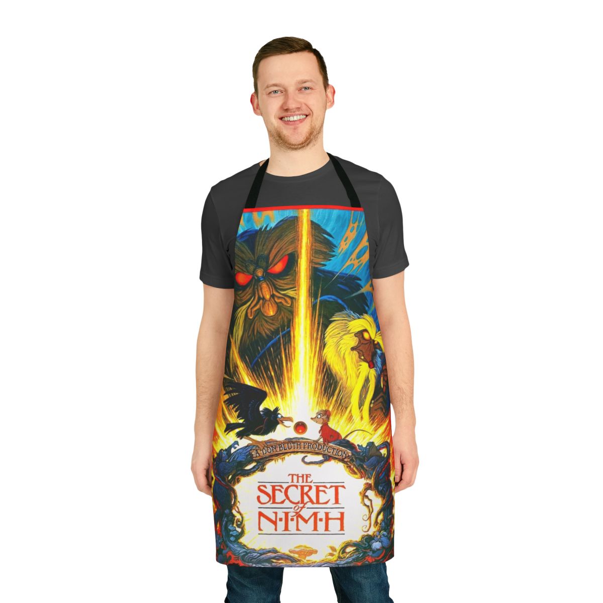 Apron featuring characters and imagery from the classic 1980s animated film The Secret of NIMH
