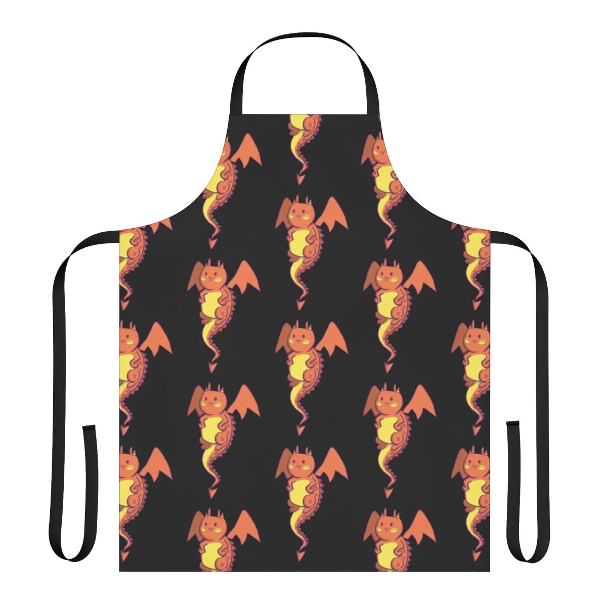 Illustration of a legendary cat dragon on a high-quality apron