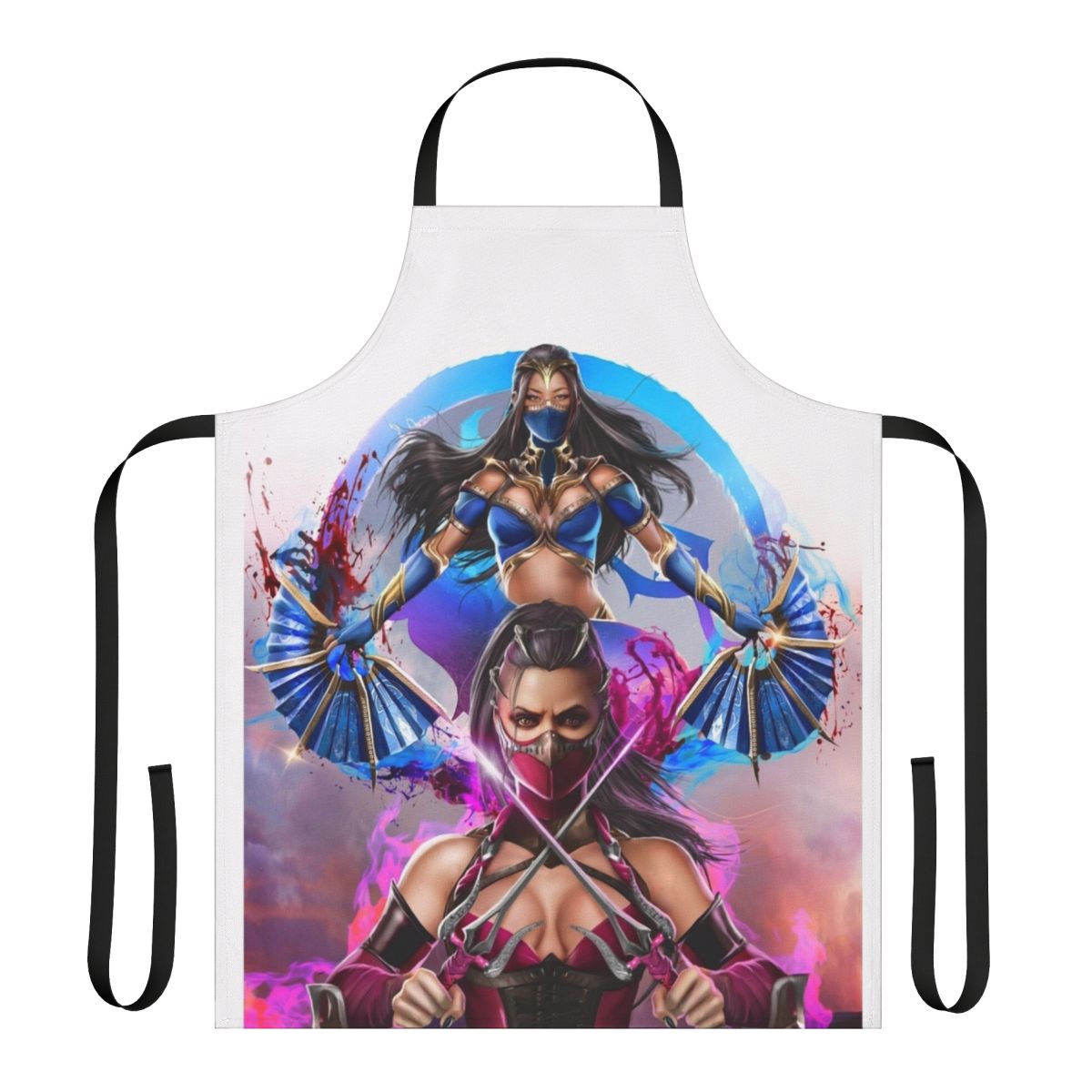 Cosplay apron featuring a fantasy design with elements from the Mortal Kombat universe