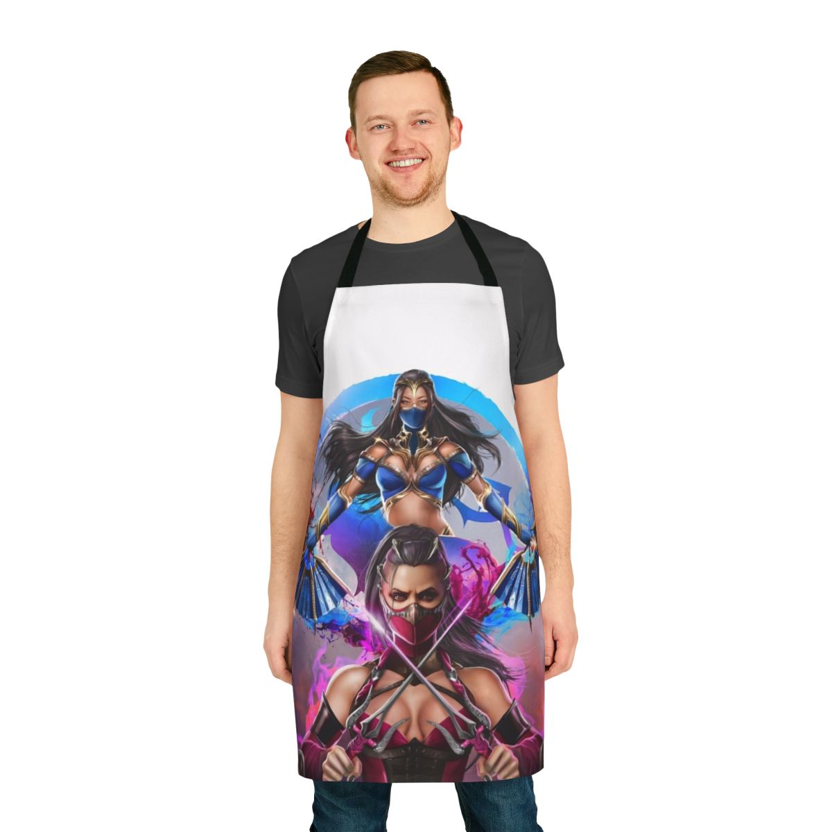 Cosplay apron featuring a fantasy design with elements from the Mortal Kombat universe