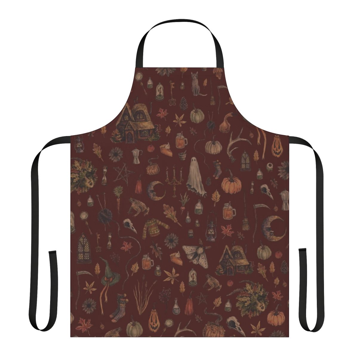 A stylish and functional apron featuring a cozy crone design, perfect for the modern witch or cottagecore enthusiast.
