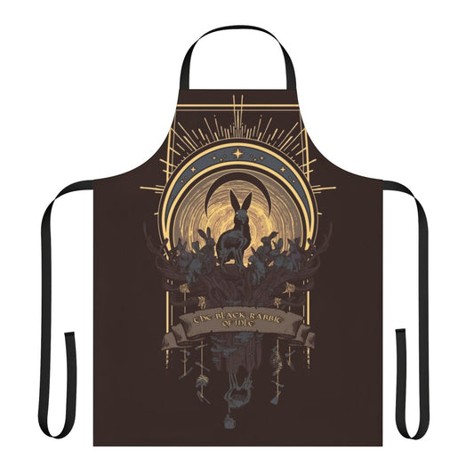 Spooky apron featuring the black rabbit of Inlé from the dark fantasy world of Watership Down