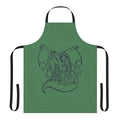 A whimsical dragon goddess-inspired apron for cooking, baking, or hosting.