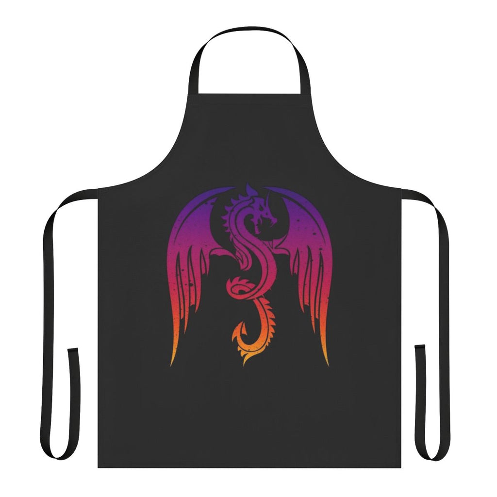 Illustration of a simple dragon silhouette on an apron