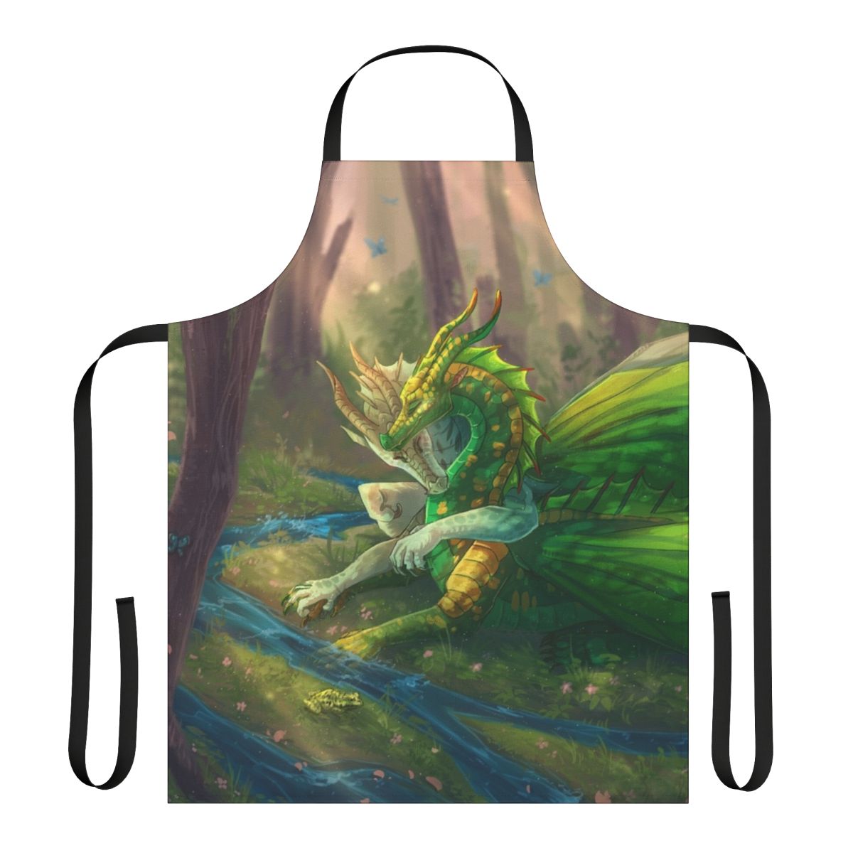 Illustration of a dragon-inspired apron featuring leafwing, sundew, and willow elements.