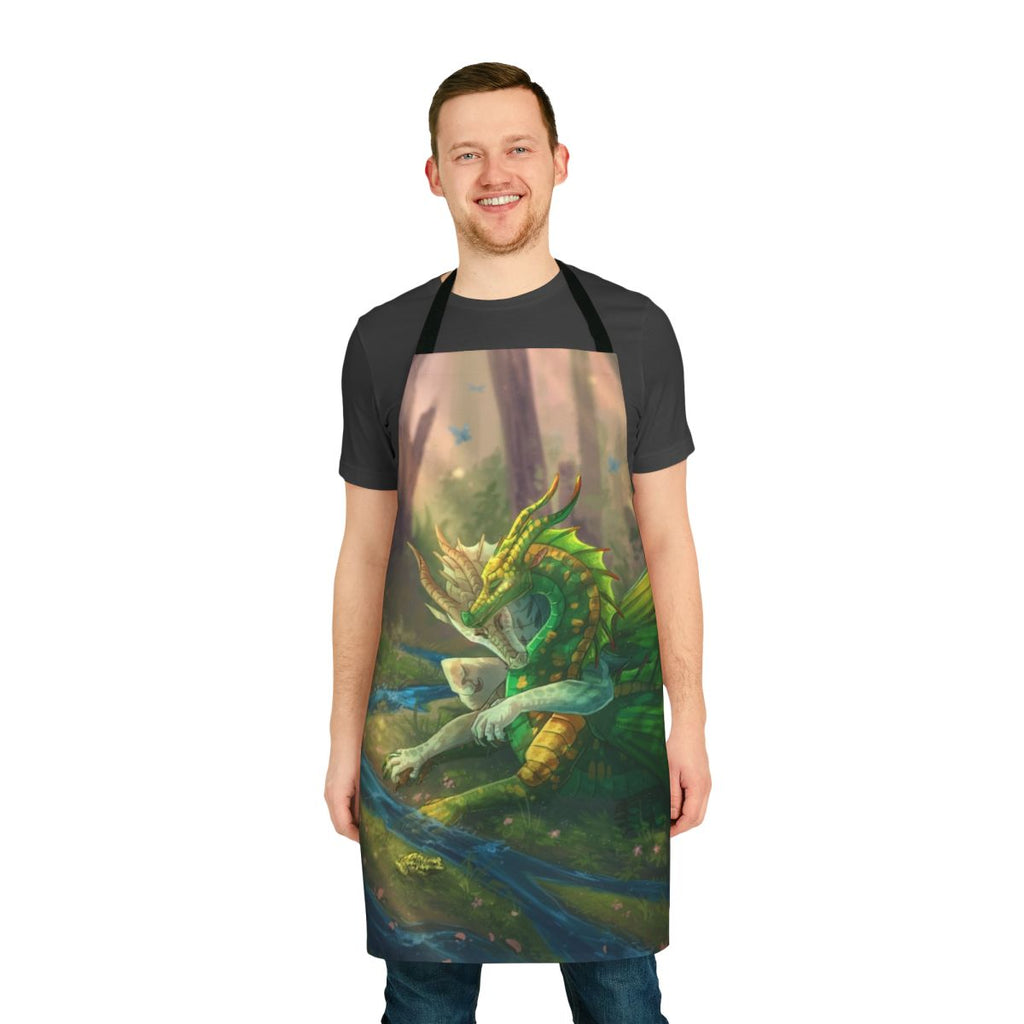 Illustration of a dragon-inspired apron featuring leafwing, sundew, and willow elements.