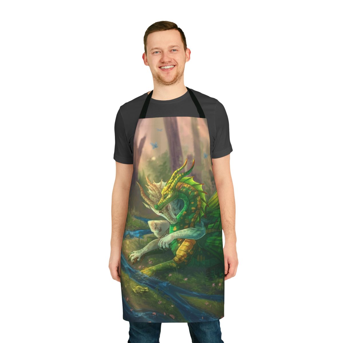 Illustration of a dragon-inspired apron featuring leafwing, sundew, and willow elements.