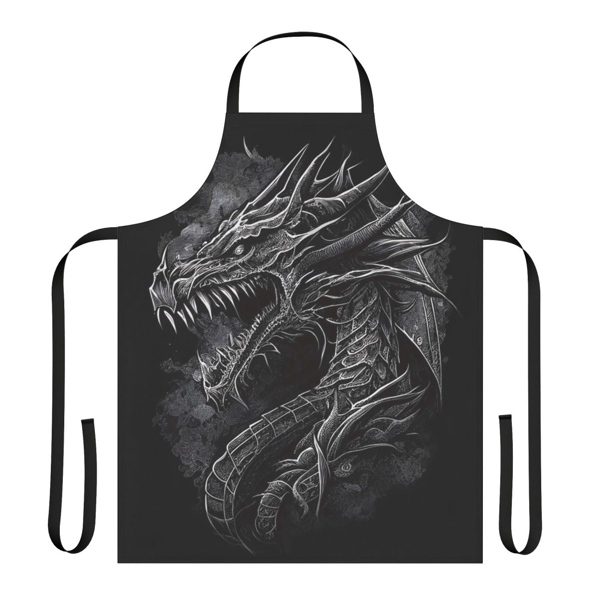 A high-quality apron featuring a striking dragon design, perfect for fantasy fans and culinary adventures.