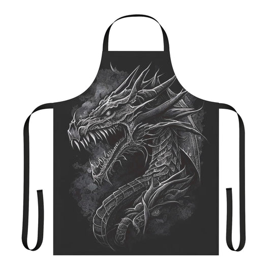 A high-quality apron featuring a striking dragon design, perfect for fantasy fans and culinary adventures.