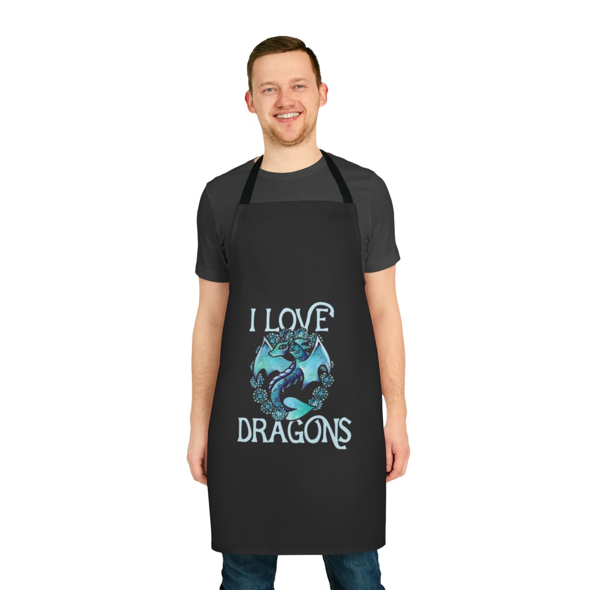 Vibrant purple dragon design on a high-quality apron