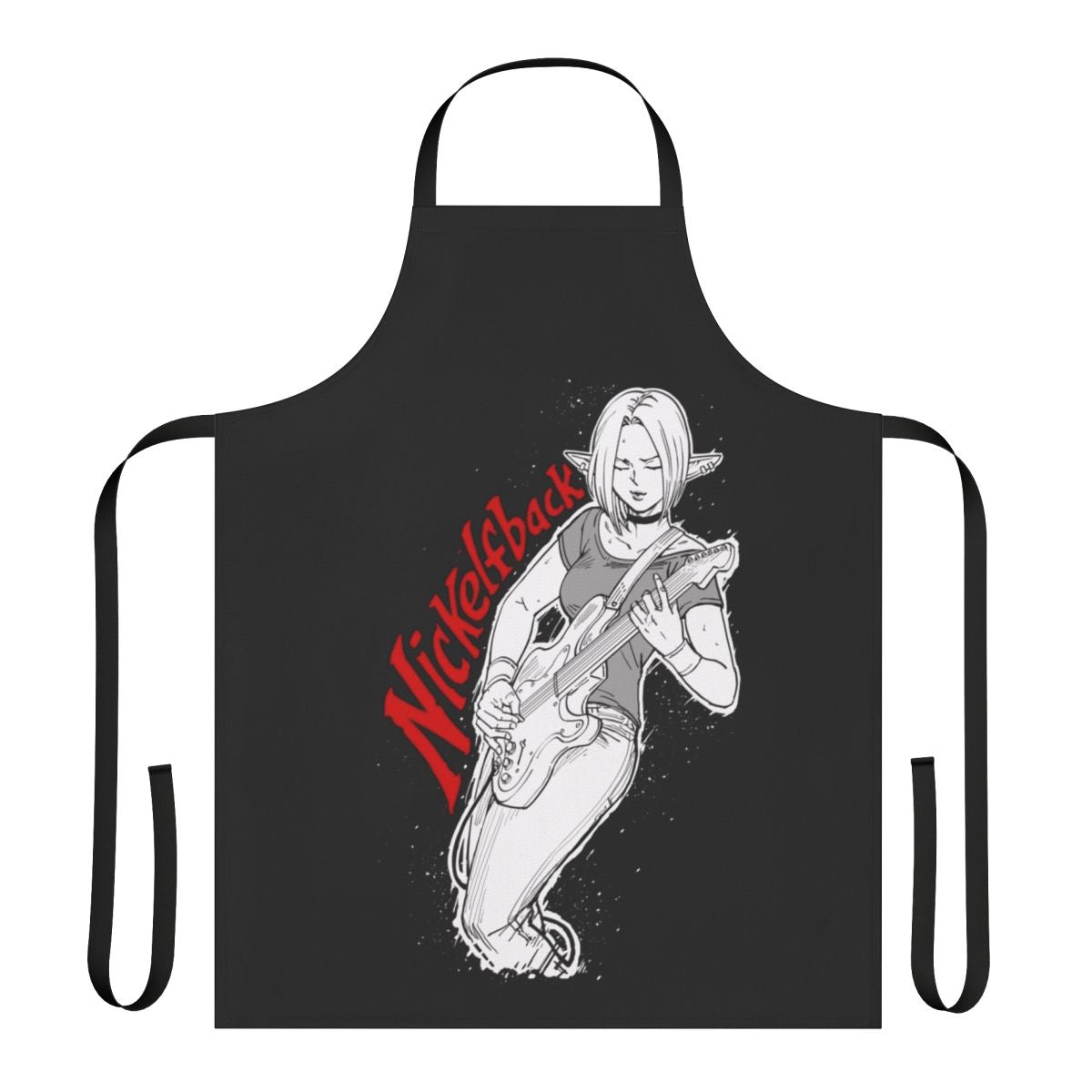 Elf rock band inspired apron with guitar and music design