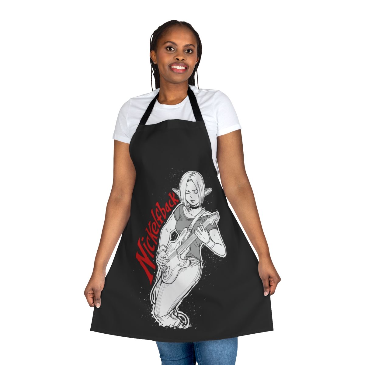 Elf rock band inspired apron with guitar and music design