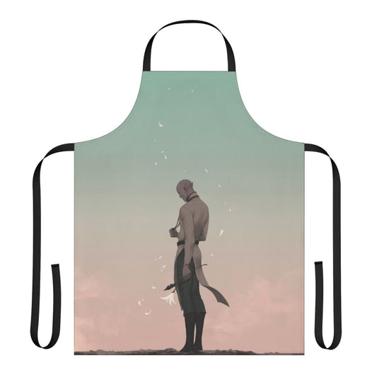 Whimsical apron featuring fantasy elements inspired by the Dragon Age universe