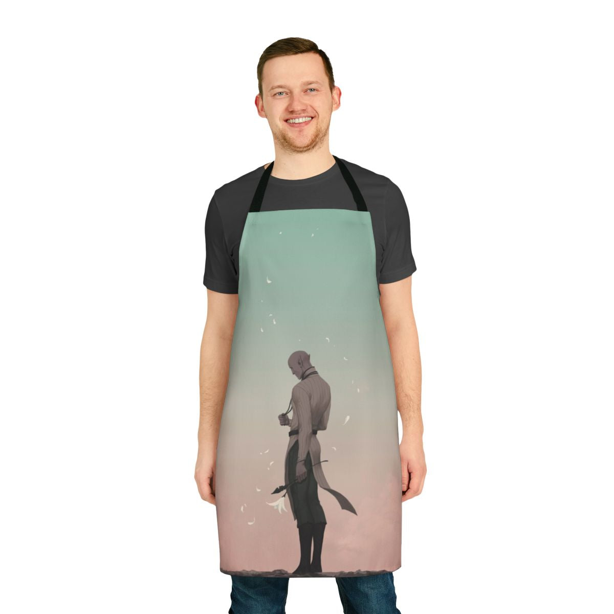 Whimsical apron featuring fantasy elements inspired by the Dragon Age universe