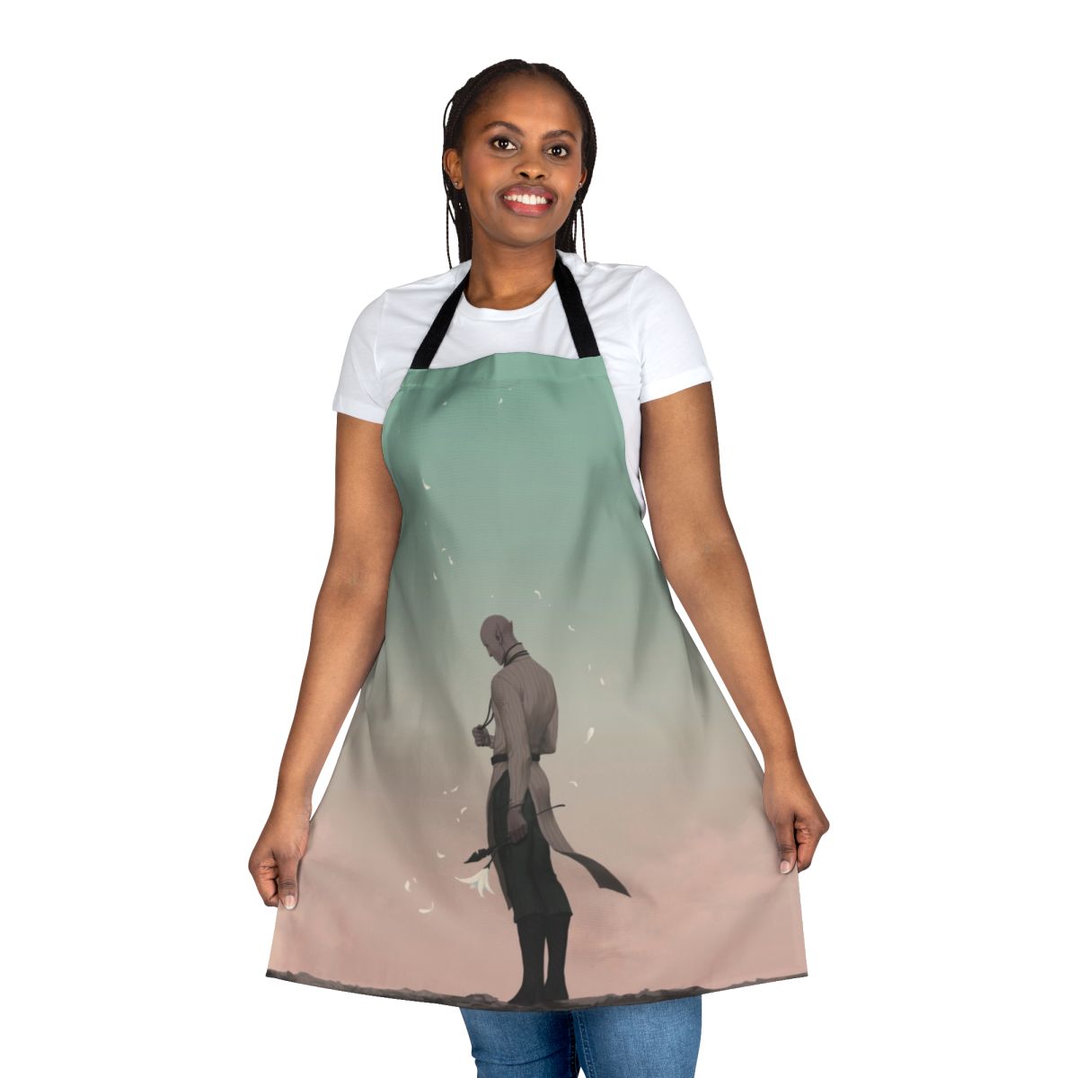 Whimsical apron featuring fantasy elements inspired by the Dragon Age universe