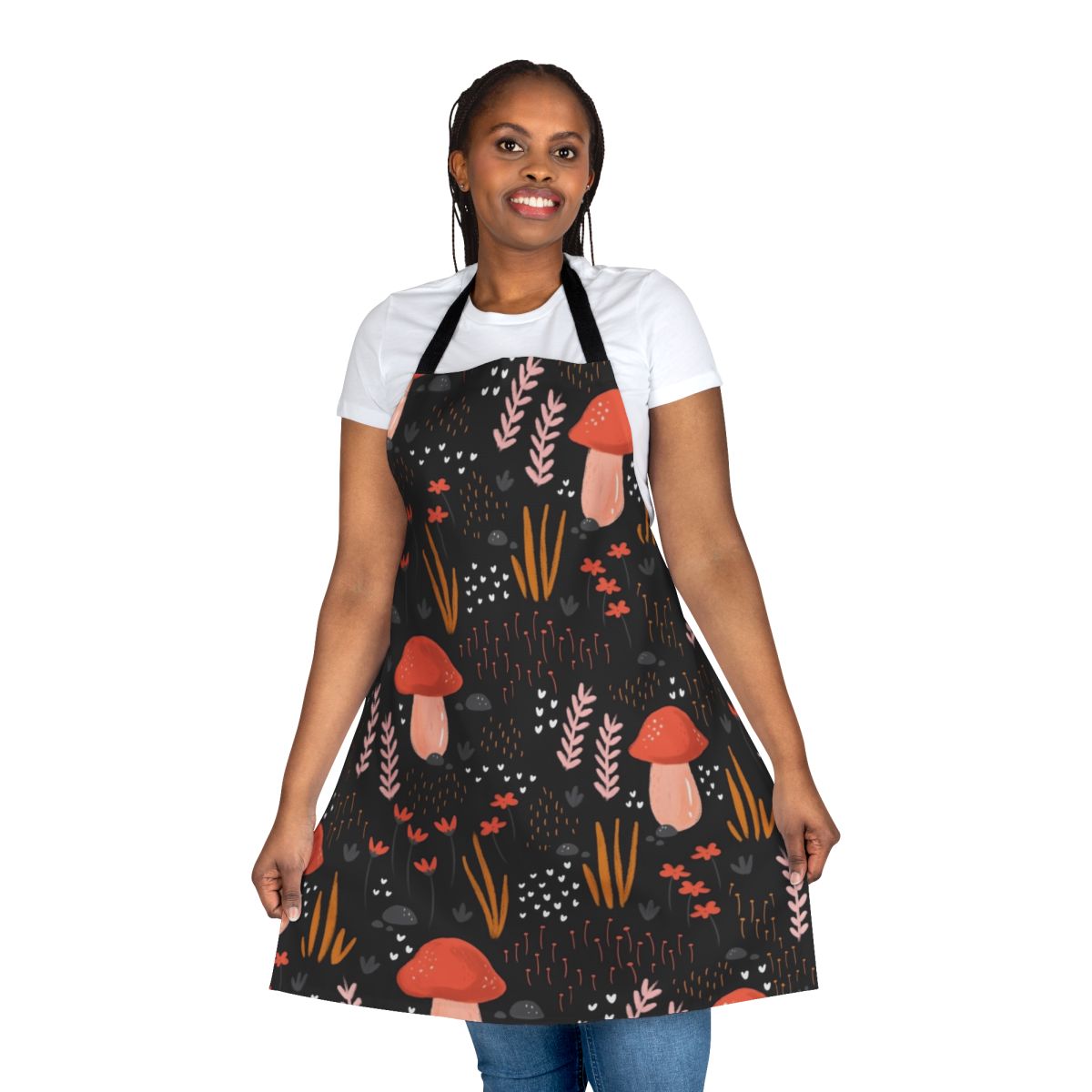 Fairy garden themed apron with floral and nature-inspired design