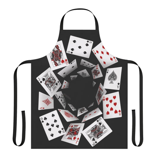 Falling cards apron with playing card suits design