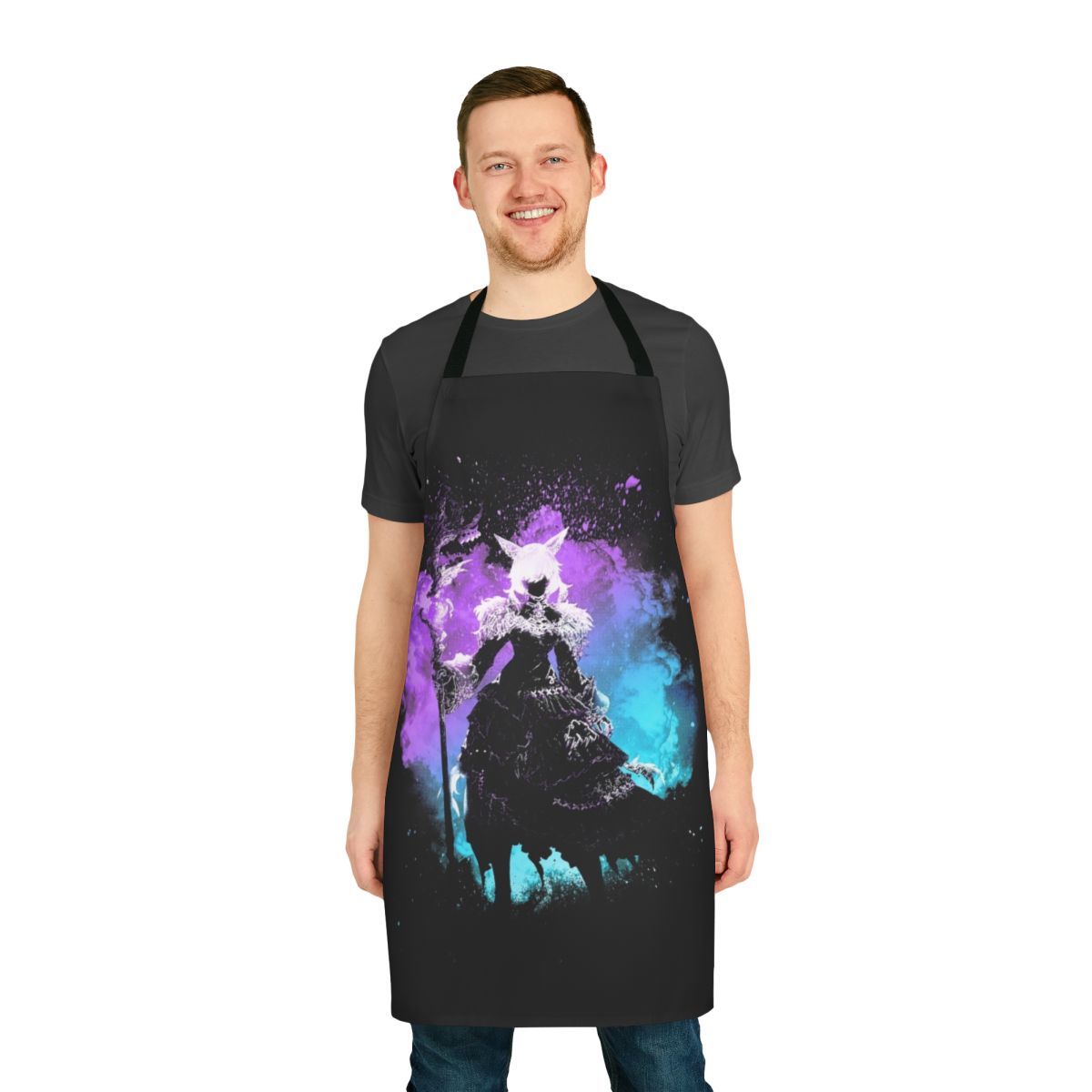 Magical girl-inspired fantasy apron with cosmic, celestial design elements