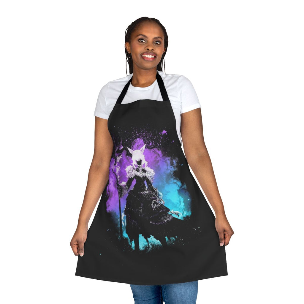 Magical girl-inspired fantasy apron with cosmic, celestial design elements