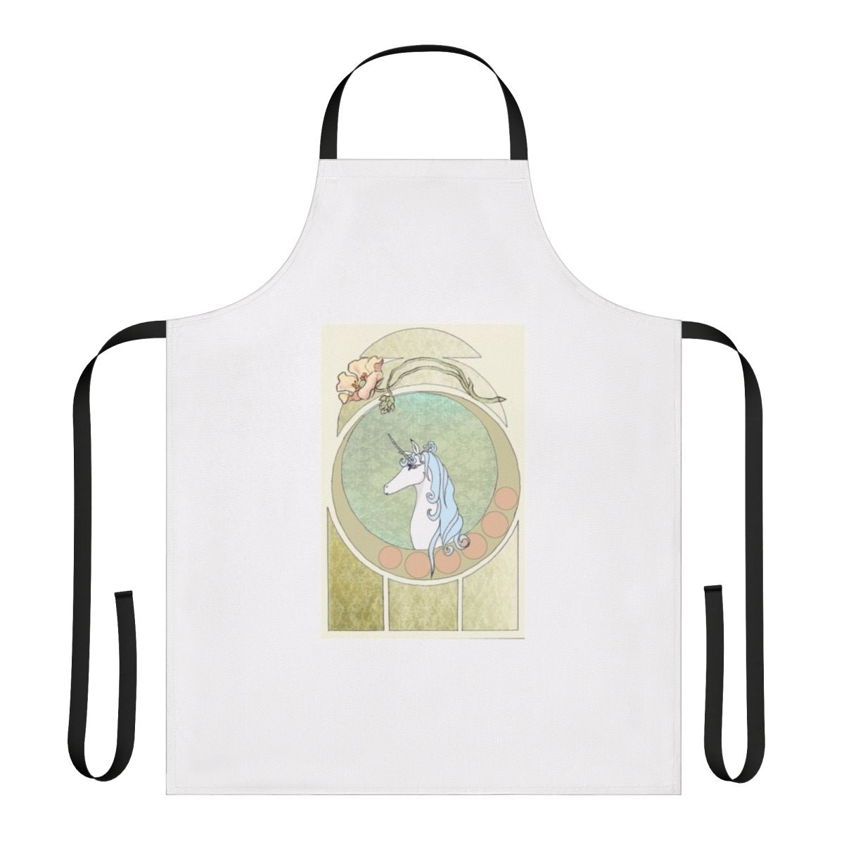 Fantasy apron with Art Nouveau-inspired unicorn illustration
