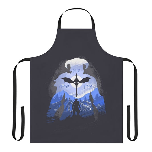 A high-quality apron featuring the iconic Dragonborn logo and design from the beloved Elder Scrolls V: Skyrim video game.