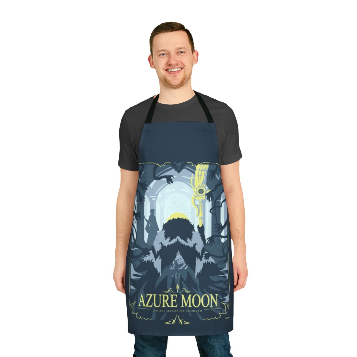 Azure-themed fantasy apron featuring characters from the Fire Emblem: Three Houses video game