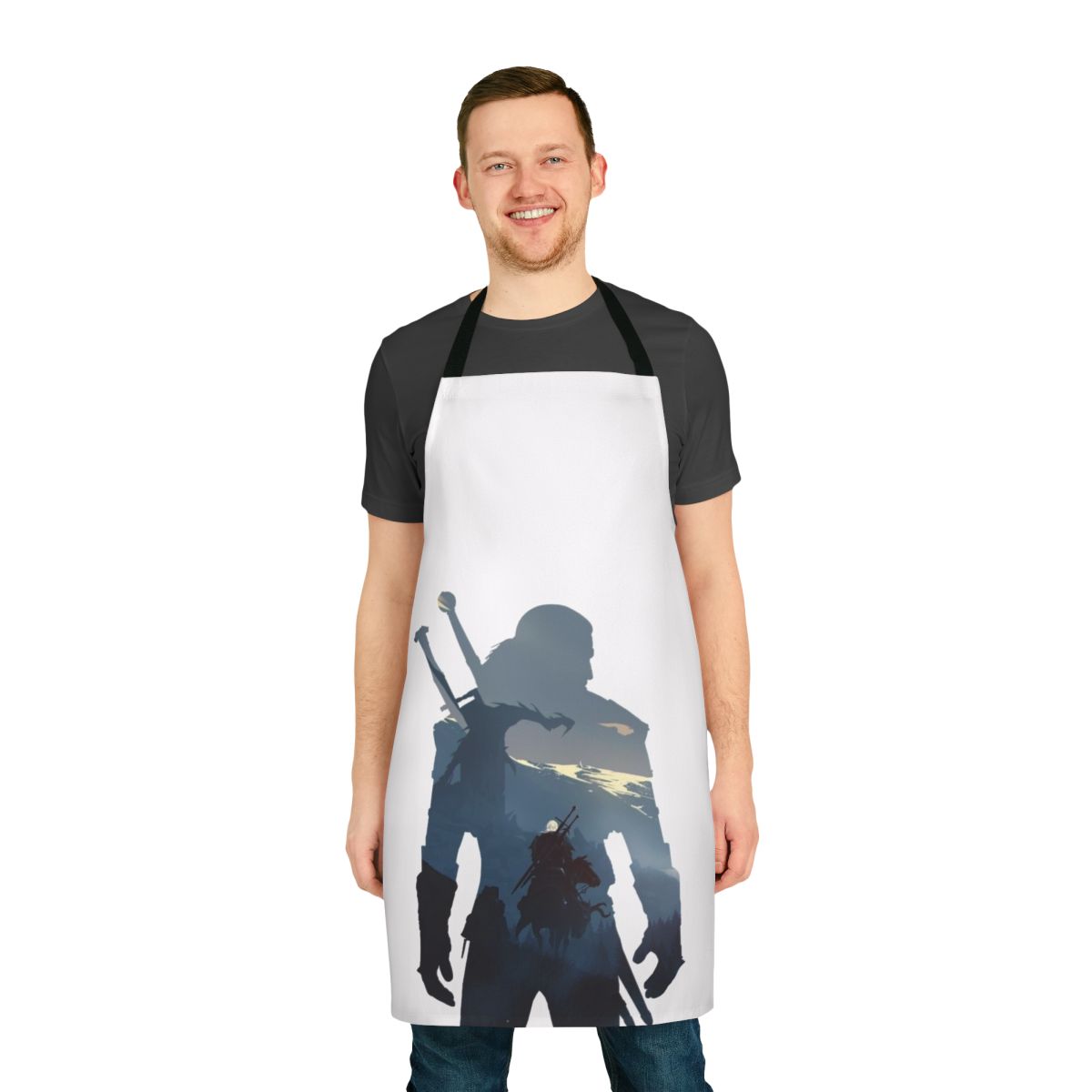 Stylish apron featuring fantasy elements and characters from The Witcher's Wild Hunt video game