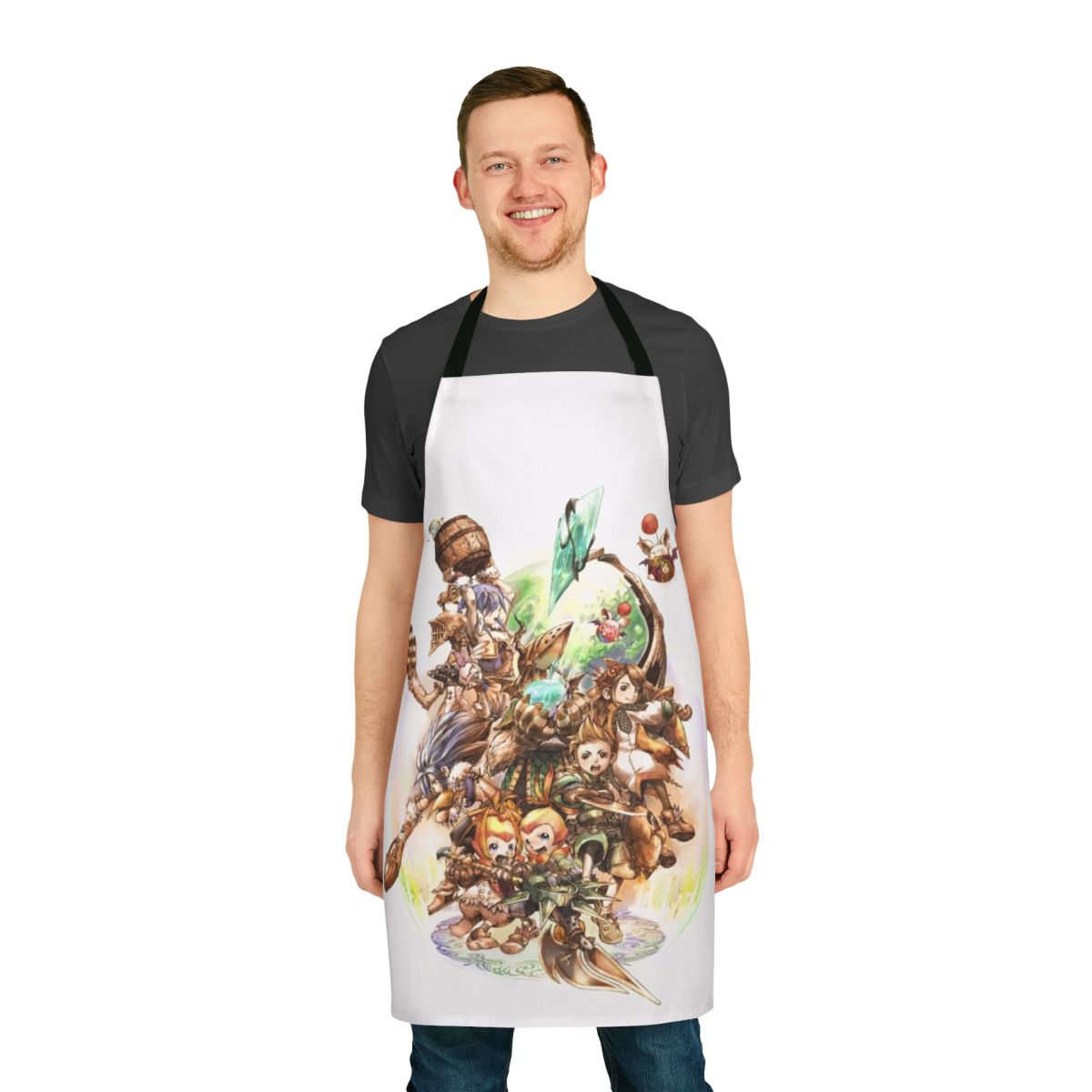 Whimsical fantasy crystal-themed apron with magical design