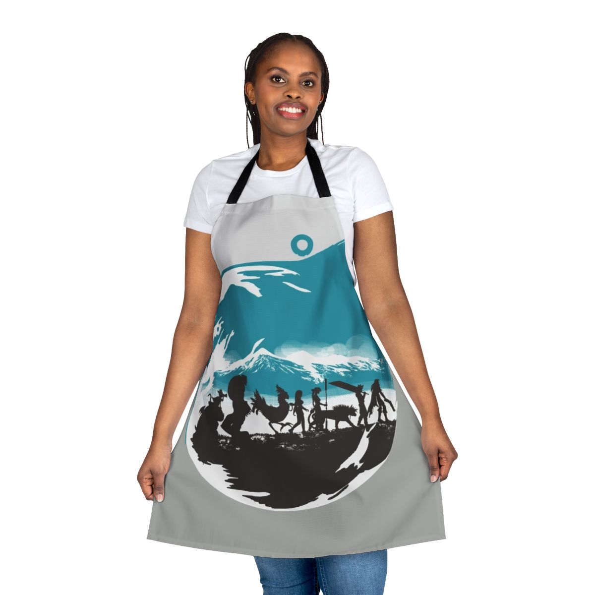 Captivating fantasy-themed apron featuring iconic characters and elements from beloved franchises