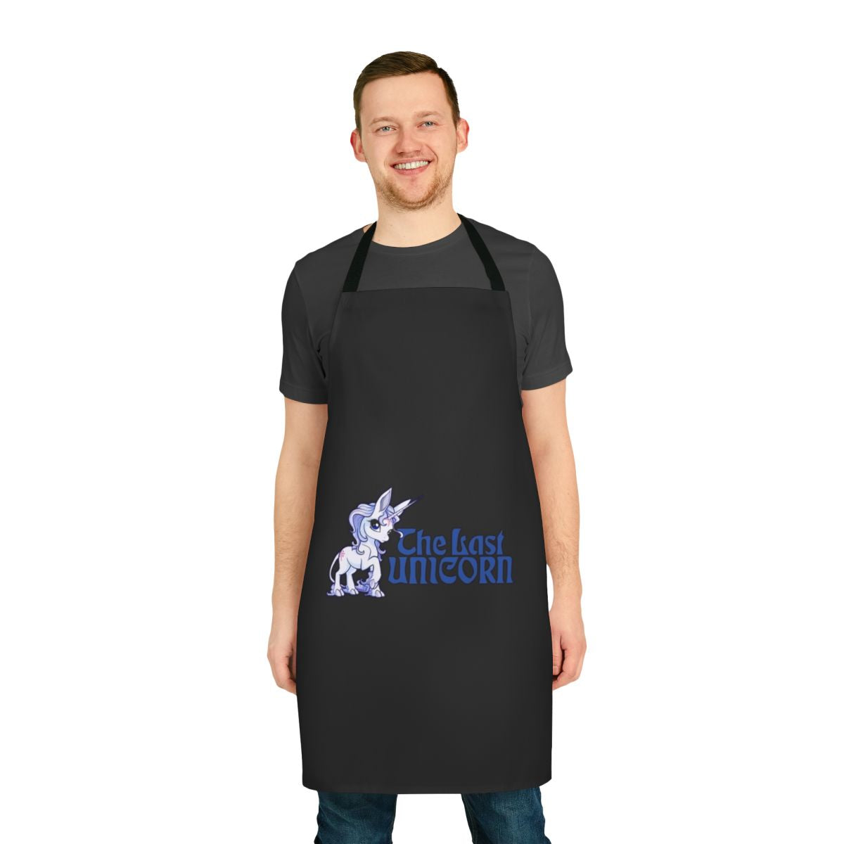 Whimsical The Last Unicorn-inspired apron featuring a majestic unicorn